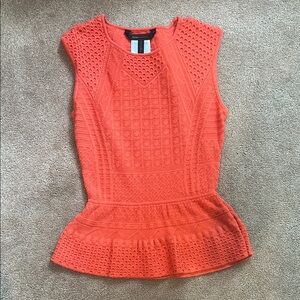 Orange Sleeveless Peplum Top